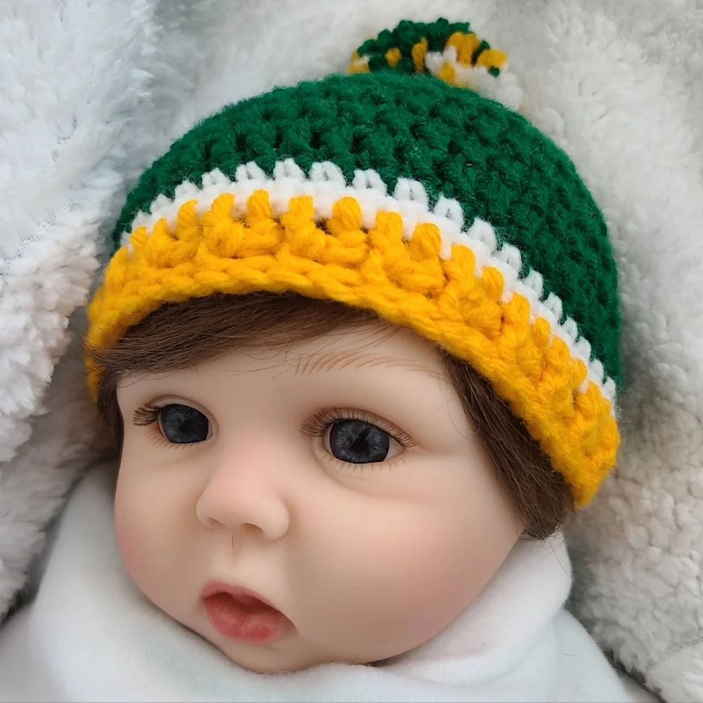 Crochet Packers Inspired Beanie, Green Bay Packers Baby Beanie, Football Hat